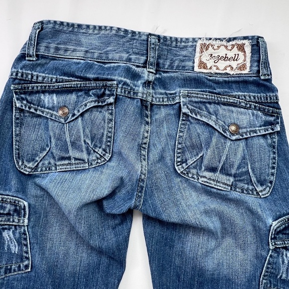 Jezebell Knee-Length Denim Shorts Sz 1 Y2k Punk Grunge 100% Cotton Metal Retro - Picture 6 of 15